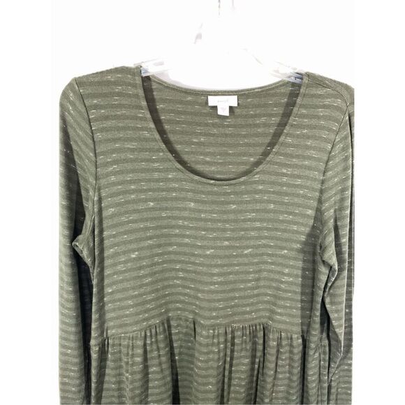 Pure Jill Women's Striped Pullover Long Sleeve Dress Olive Green Size Medium - Picture 6 of 7